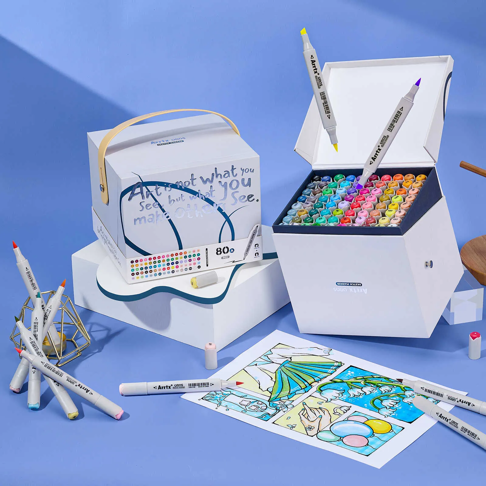 Arrtx OROS Watercolor With Pen Outline 80/90 Alcohol Markers With Brush Tip  And Portable Packaging Box For Sketching, Artists, Beginners, And Kids  P230427 From Musuo05, $68.09